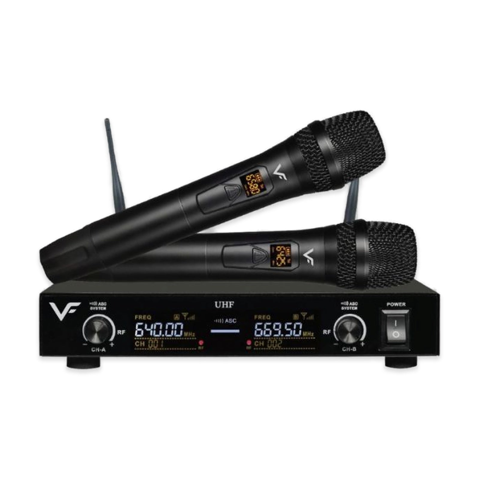 Vinnfier VF UM-1200 Professional DUO Wireless UHF Microphone System 60 Adjustable Channels & Auto ID Pair