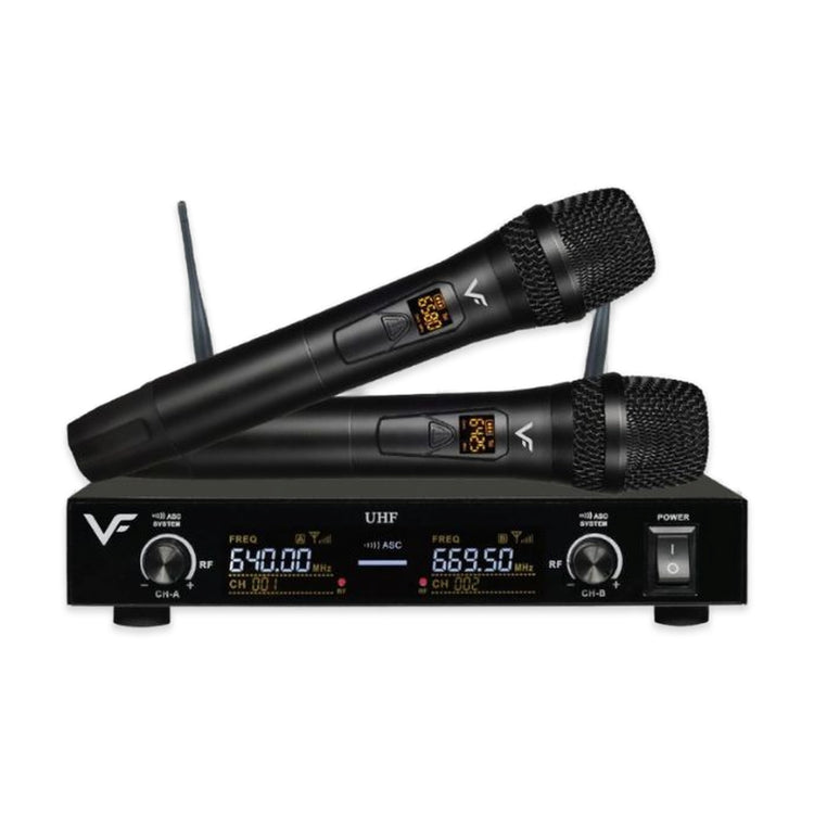 Vinnfier VF UM-1200 Professional DUO Wireless UHF Microphone System 60 Adjustable Channels & Auto ID Pair