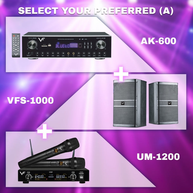 Vinnfier VF ULTRA PRO 10 Inch Home Karaoke Set Amplifier 300W Karaoke Speaker 600W + 2 UHF Professional Microphone