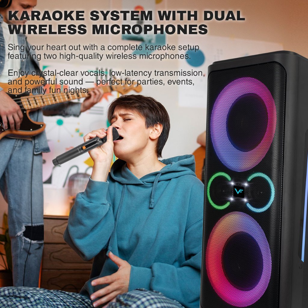 Vinnfier VF Tango Studio 9 Professional Karaoke Bluetooth Speaker 1200W HDMI (ARC) & 7.25" Woofers 2 Wireless Microphone