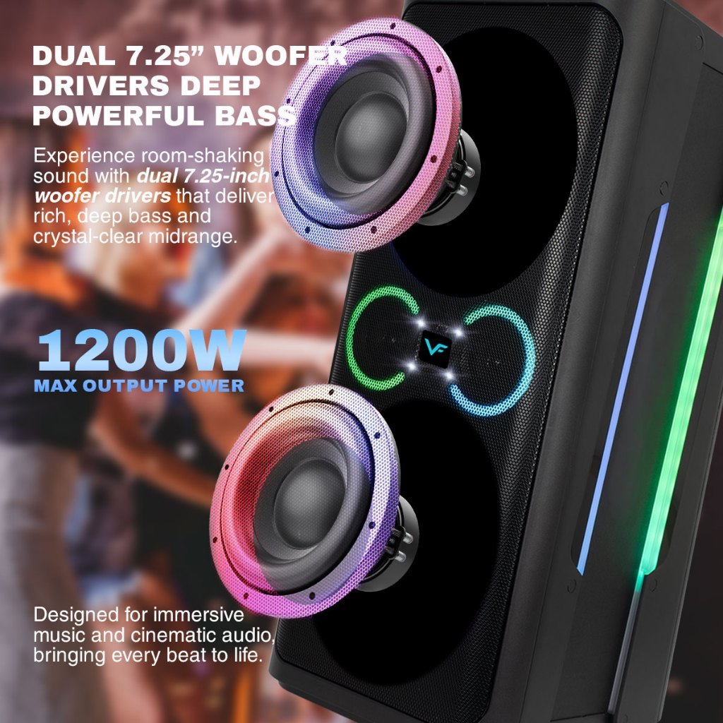 Vinnfier VF Tango Studio 9 Professional Karaoke Bluetooth Speaker 1200W HDMI (ARC) & 7.25" Woofers 2 Wireless Microphone