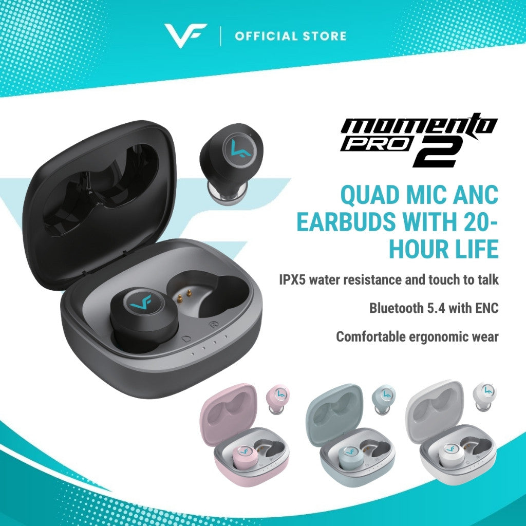 Vinnfier VF Momento Pro 2 Extra Bass ENC ANC True Wireless TWS Earbuds Dual Mic Bluetooth earphone IPX5 Touch Control