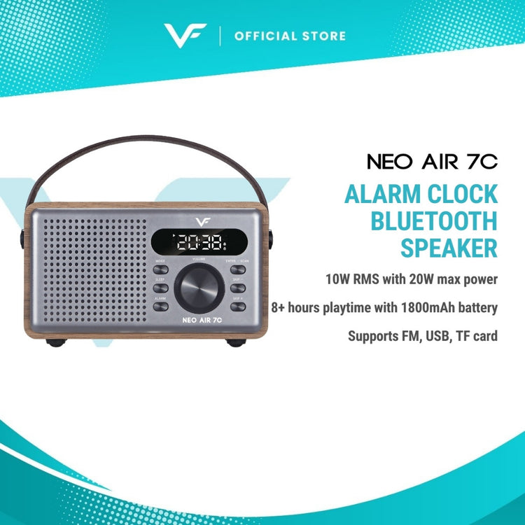 Vinnfier VF Neo Air 7C Digital Alarm Clock Portable Bluetooth Speaker Support FM Radio USB Driver TF Card