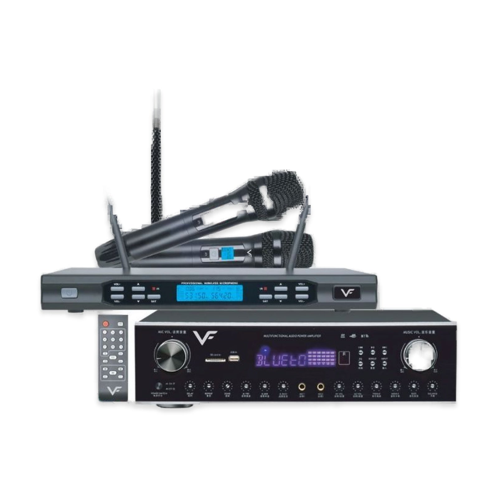 Vinnfier VF ULTRA PRO 10 Inch Home Karaoke Set Amplifier 300W Karaoke Speaker 600W + 2 UHF Professional Microphone