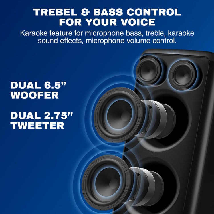 Vinnfier VF Tango Classic 10 Max 160W Karaoke Bluetooth Speaker System with 2 x 6.5" Woofers Dual Wireless Microphone