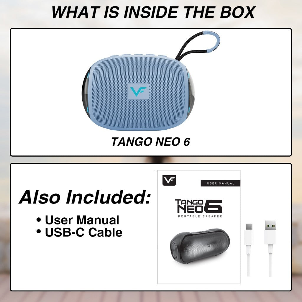 Vinnfier VF Tango Neo 6 LED Light Bluetooth Mini Speaker Extra Bass Built-in Mic USB and Micro-SD card slot  Audio