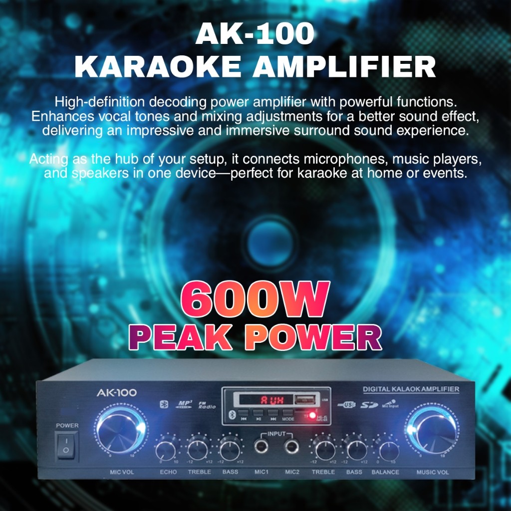 Vinnfier VF Ultra Pro 6 Inch Karaoke Set Amplifier 200W Speaker 400W + Dual Wireless Microphones Professional Karaoke