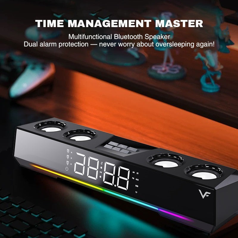 Vinnfier VF Hyperbar U90 BT 50W Bluetooth dengan Fungsi Jam Penggera Speaker alarm clock Portable Soundbar RGB light