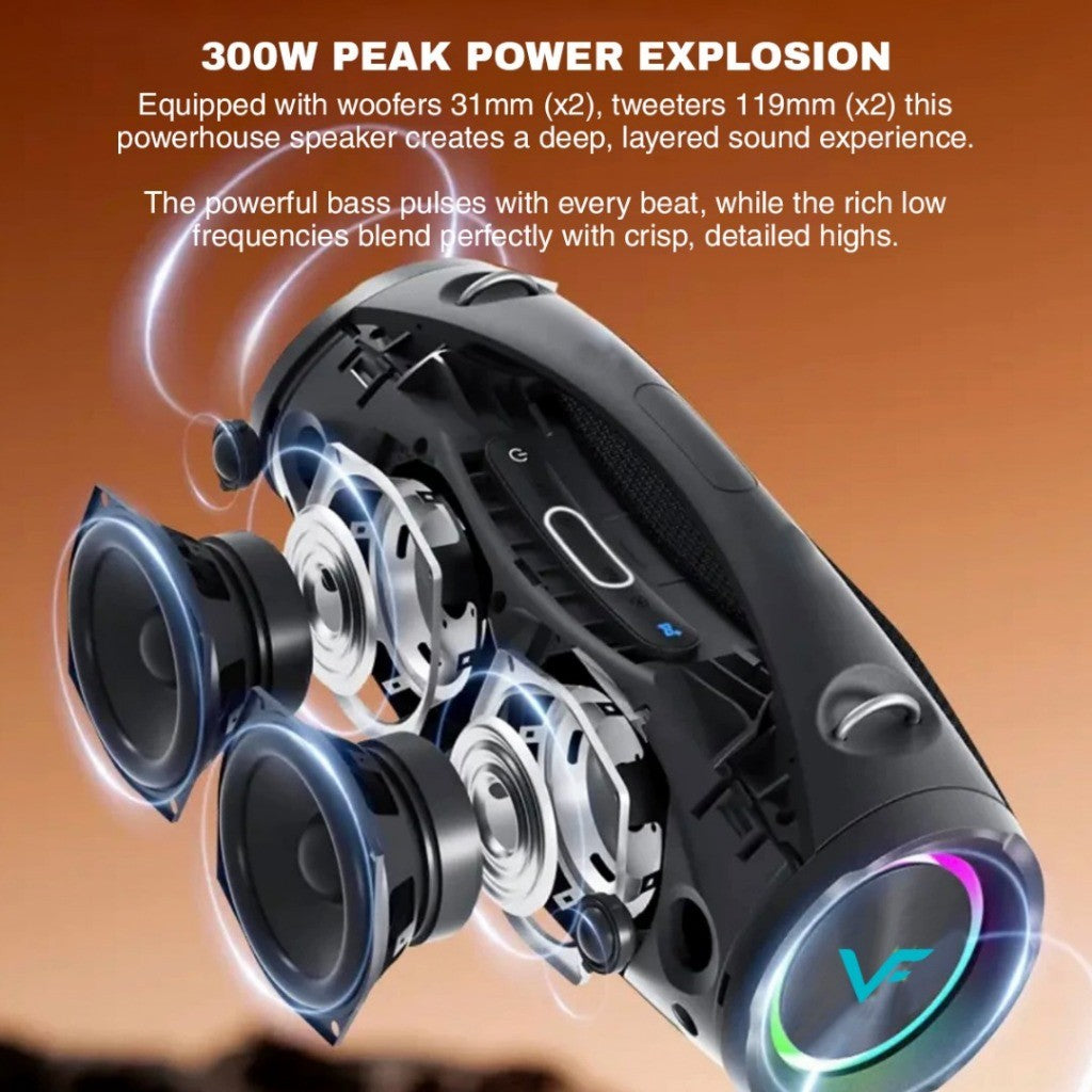 Vinnfier Tango XT510 Portable Bluetooth Karaoke Speaker 300W Output 5000mAH Battery 2 Wireless Microphones | IPX6 | DSP