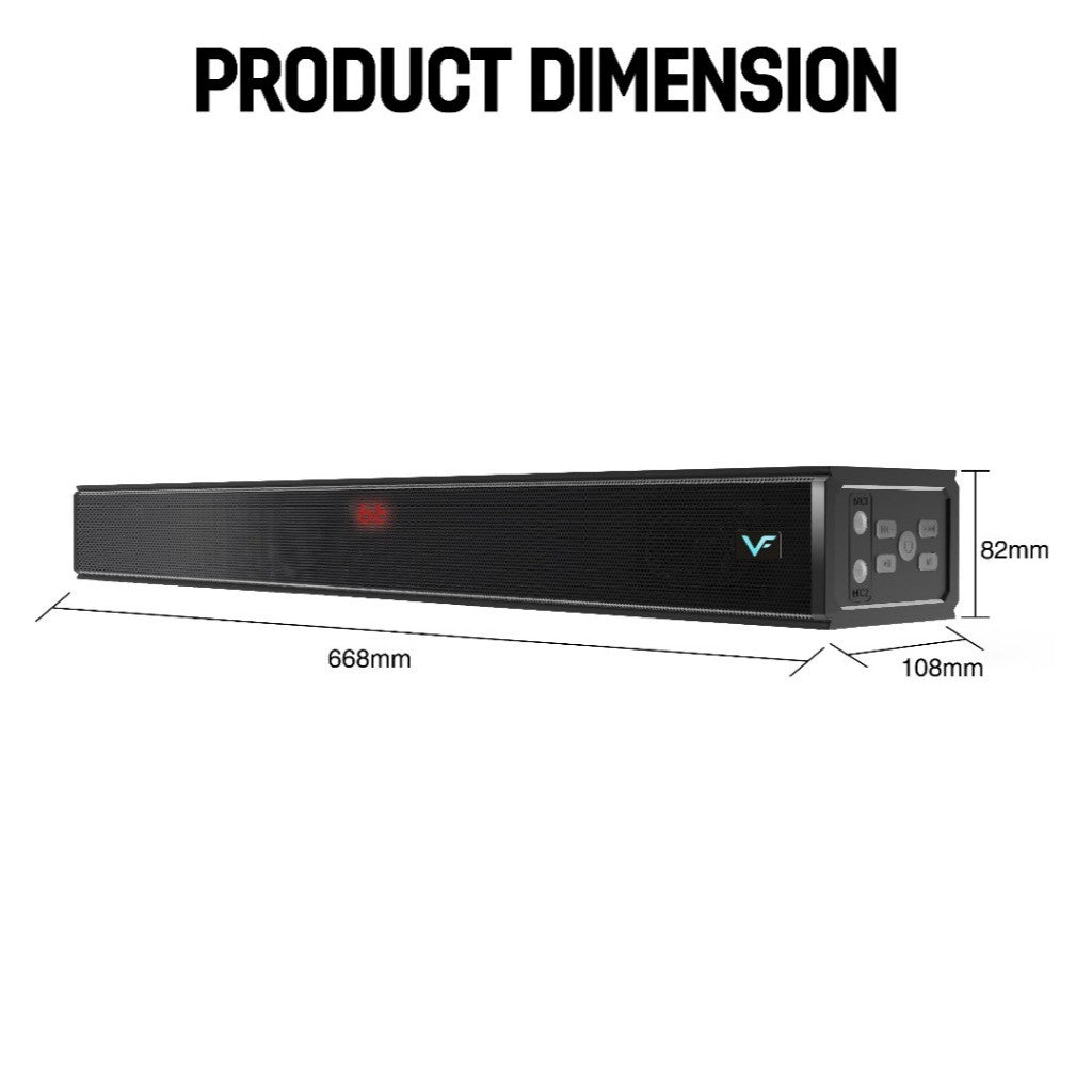Vinnfier VF Hyperbar 2200 120W Soundbar 2.1 Channel Karaoke Speaker Bluetooth 5.0, HDMI (ARC) Optical, USB, AUX