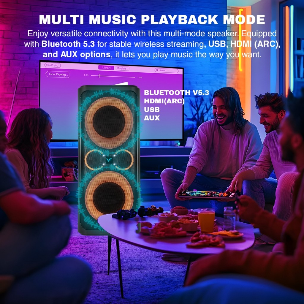 Vinnfier VF Tango Studio 9 Professional Karaoke Bluetooth Speaker 1200W HDMI (ARC) & 7.25" Woofers 2 Wireless Microphone
