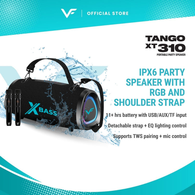 Vinnfier Tango XT310 200W Portable X-Bass Wireless Karaoke Speaker with 2 Microphone DSP Bluetooth Speaker