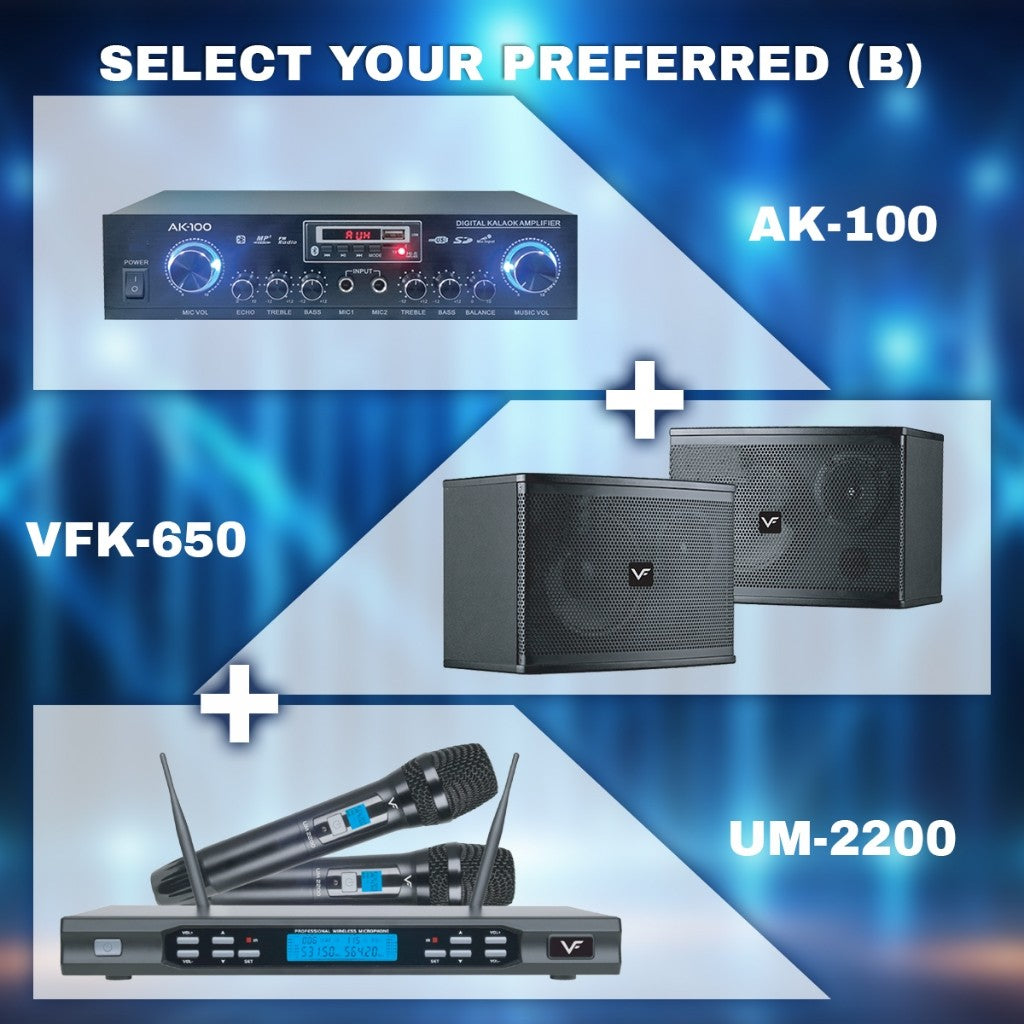 Vinnfier VF Ultra Pro 6 Inch Karaoke Set Amplifier 200W Speaker 400W + Dual Wireless Microphones Professional Karaoke