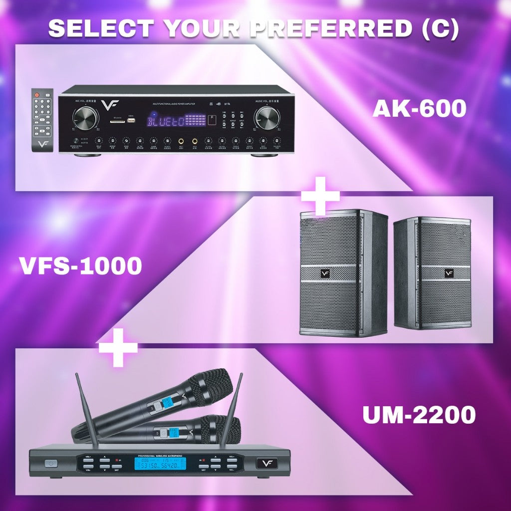 Vinnfier VF ULTRA PRO 10 Inch Home Karaoke Set Amplifier 300W Karaoke Speaker 600W + 2 UHF Professional Microphone