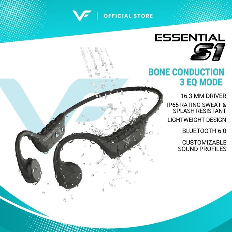 Vinnfier VF ESSENTIAL S1 Bone Conduction Headphones 16.3mm Driver Bluetooth 6.0 IP65 Workouts, Cycling, and Running