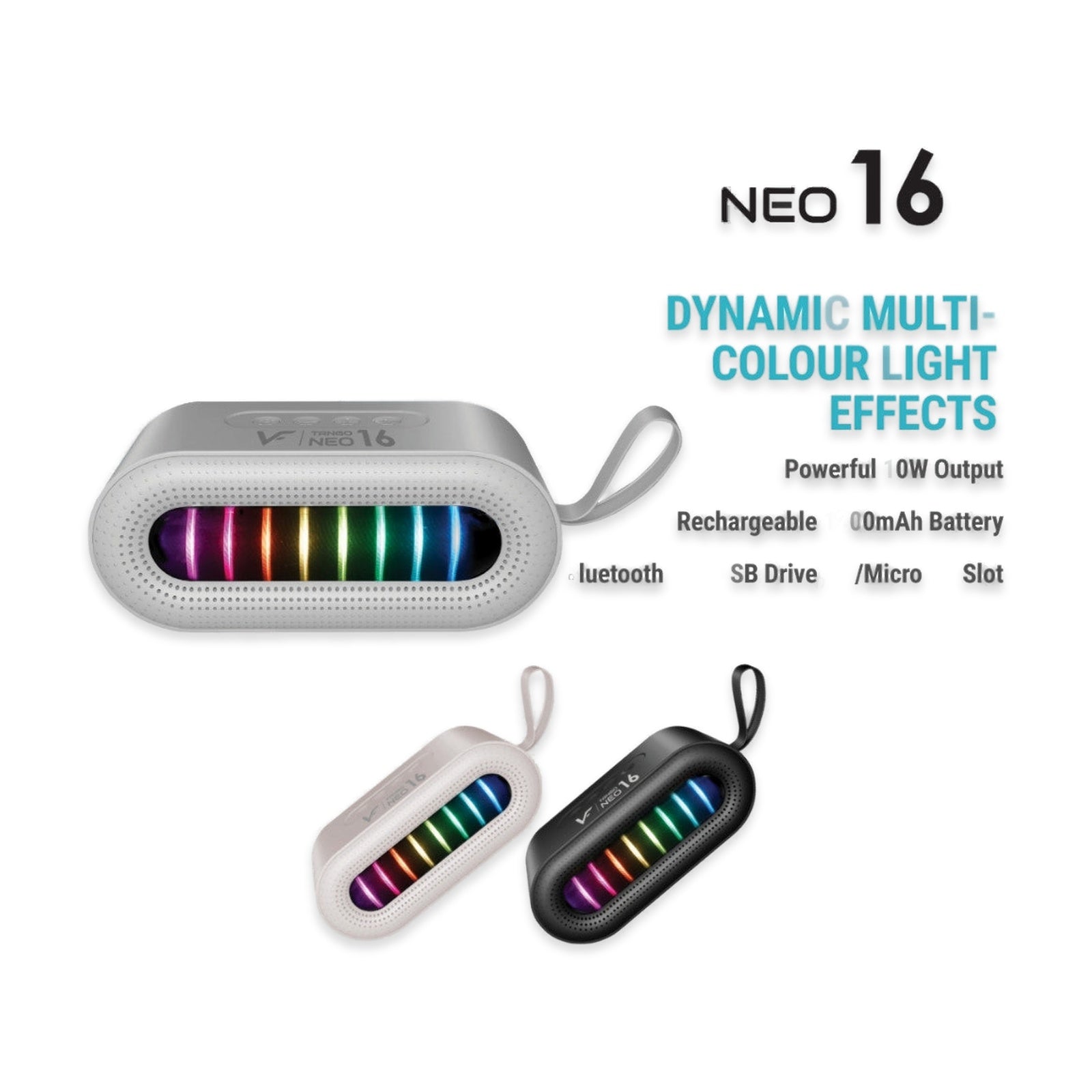 Vinnfier VF Tango Neo 16 Portable Bluetooth Speaker Deep Badd with RGB Light Show Rechargeable Battery