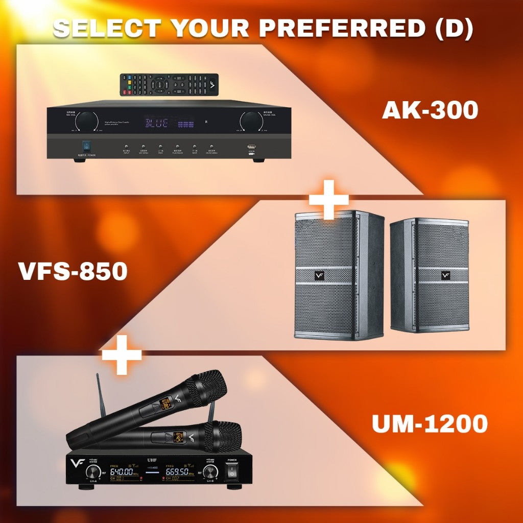 Vinnfier VF ULTRA PRO 8 Inch 850 Karaoke Set Amplifier 400W 8 inch Karaoke Speaker 400W + 2 UHF Wireless Microphone