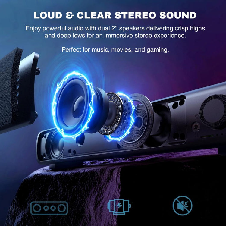 Vinnfier Hyperbar U11 USB Powered PC Soundbar with Aux Line-In Output Headphone Jack / Microphone Jack for Gaming Music