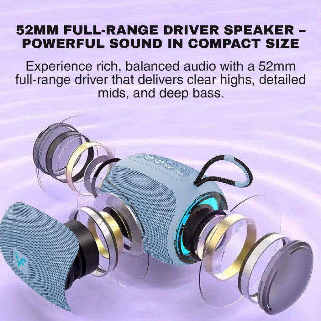 Vinnfier VF Tango Neo 6 LED Light Bluetooth Mini Speaker Extra Bass Built-in Mic USB and Micro-SD card slot  Audio