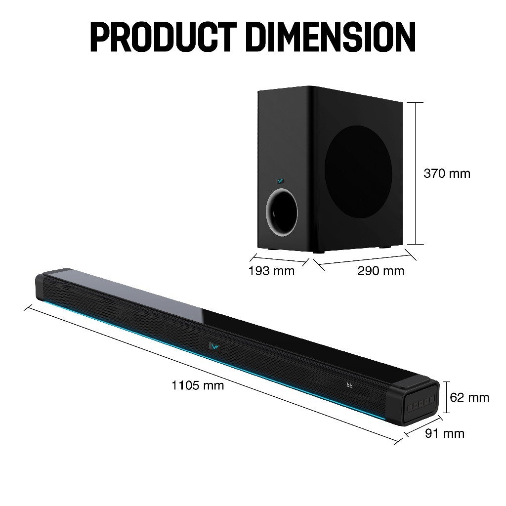 Vinnfier VF Hyperbar 3300 MAX 460W Home TV Karaoke Set Soundbar Speaker 2 Wireless Microphone Bluetooth 5.3