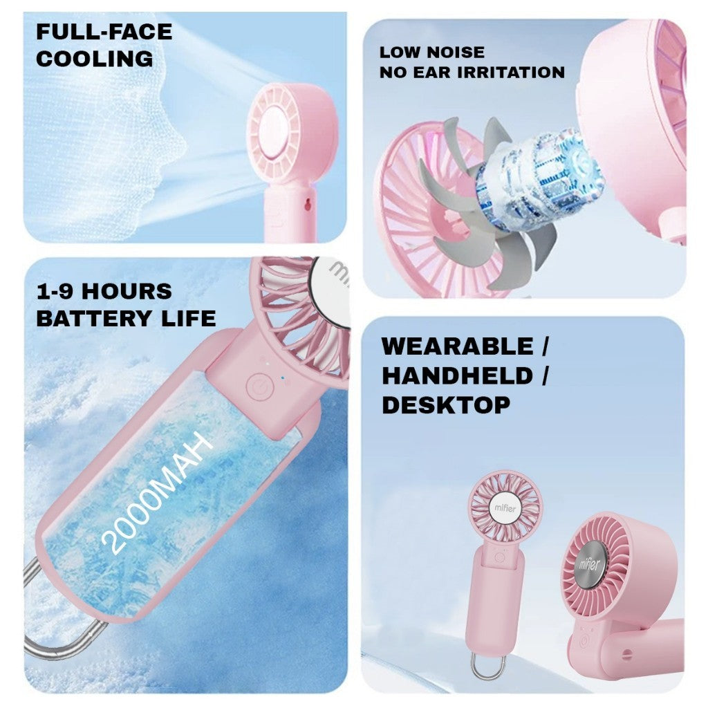 Mifier MF300 PRO 2-in-1 High Speed Cooling mini Fan with Cooling Sheet Rechargeable Mini Fan mini kipas