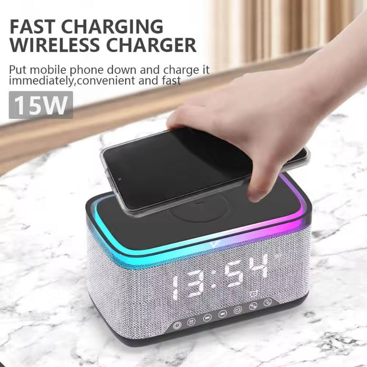 Vinnfier VF Neo Air 5C Alarm Clock Portable Wireless Bluetooth Speaker Wireless Charger for Mobile Phone
