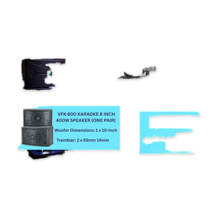 Vinnfier Ultra PRO SET 400W 8" Pair Karaoke Speaker HDMI ARC Optical UHF MIC Bluetooth Home KTV Full Set Sound System