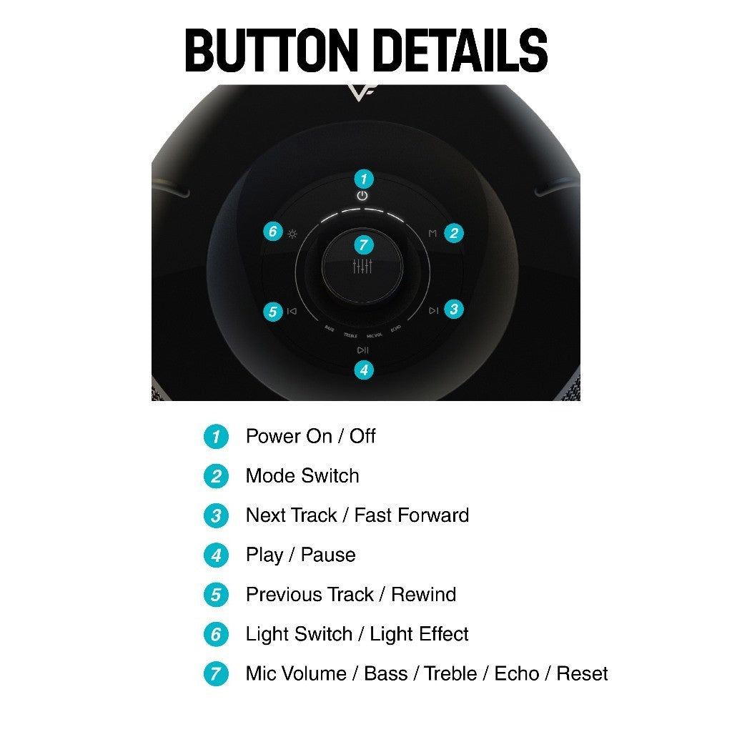 Vinnfier VF Tango Studio 3 Bluetooth Portable Karaoke Speaker | 240W System Power, Dual Wireless Mics & Bass Boost EQ