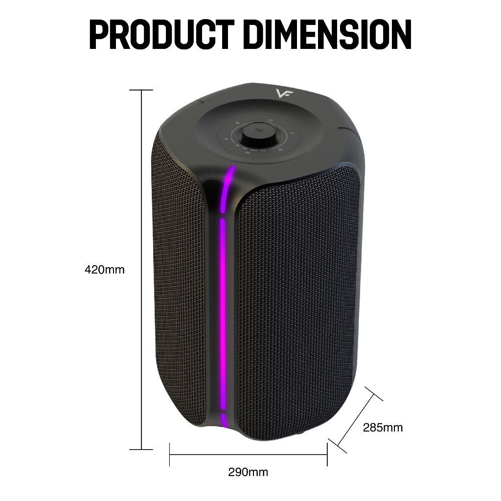 Vinnfier VF Tango Studio 3 Bluetooth Portable Karaoke Speaker | 240W System Power, Dual Wireless Mics & Bass Boost EQ