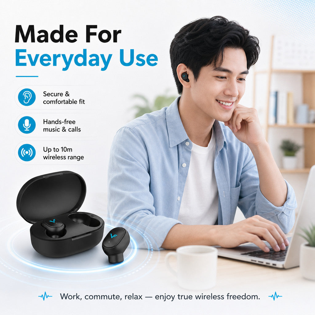 Vinnfier VF Momento 3 BT Earbuds Bass TWS earphone bluetooth 5.4 IPX5 True Wireless Earbuds Built In mic