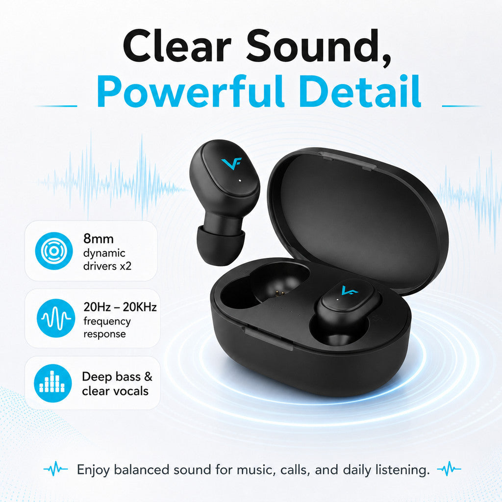 Vinnfier VF Momento 3 BT Earbuds Bass TWS earphone bluetooth 5.4 IPX5 True Wireless Earbuds Built In mic