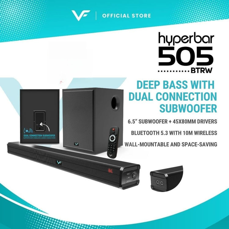 Vinnfier VF Hyperbar 505 BTRW Sound Premium Karaoke Wireless Soundbar Wireless Subwoofer 2.1 Karaoke System