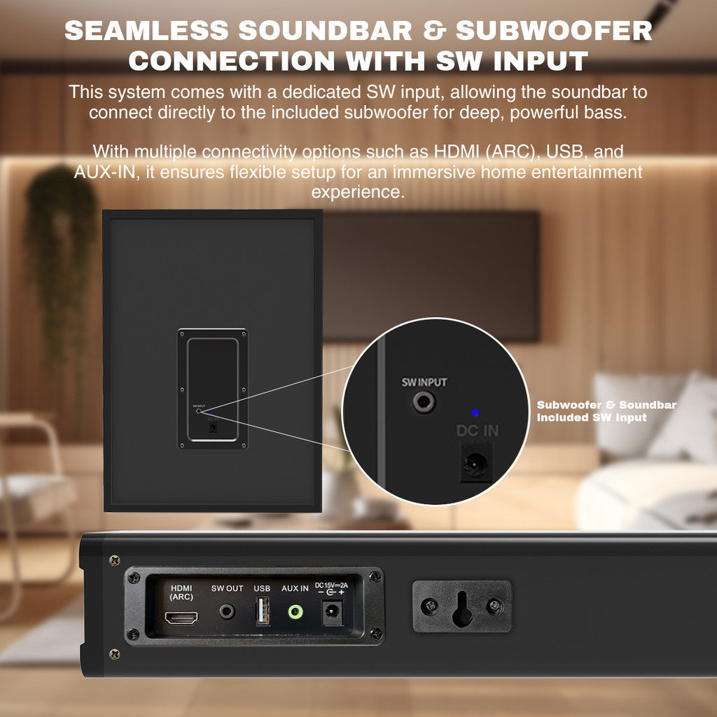 Vinnfier VF Hyperbar 505 BTRW Sound Premium Karaoke Wireless Soundbar Wireless Subwoofer 2.1 Karaoke System