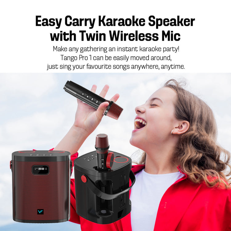 Vinnfier VF Tango Pro 1 Cream Bluetooth Portable Karaoke Speaker with 2 Wireless Microphone
