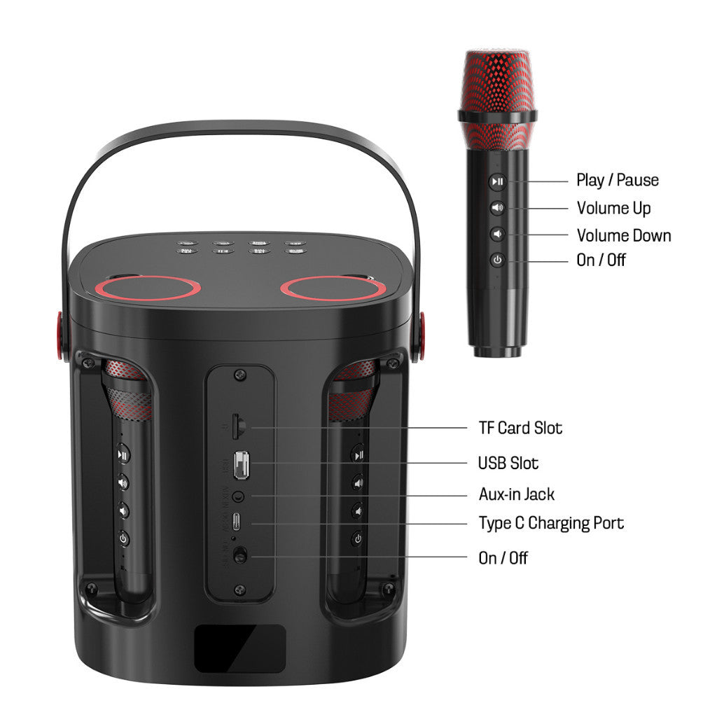Vinnfier VF Tango Pro 1 Cream Bluetooth Portable Karaoke Speaker with 2 Wireless Microphone