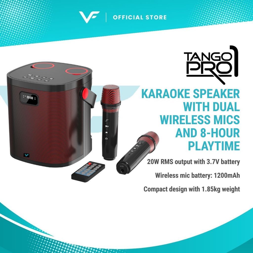 Vinnfier VF Tango Pro 1 Cream Bluetooth Portable Karaoke Speaker with 2 Wireless Microphone