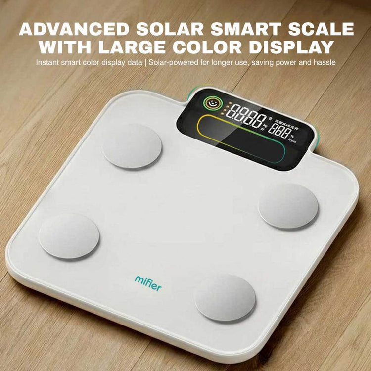 Mifier K60 Solar Tech Smart Scale Body Fat Scale with Large Color Display, Heart Rate Monitor, 25 Body Composition